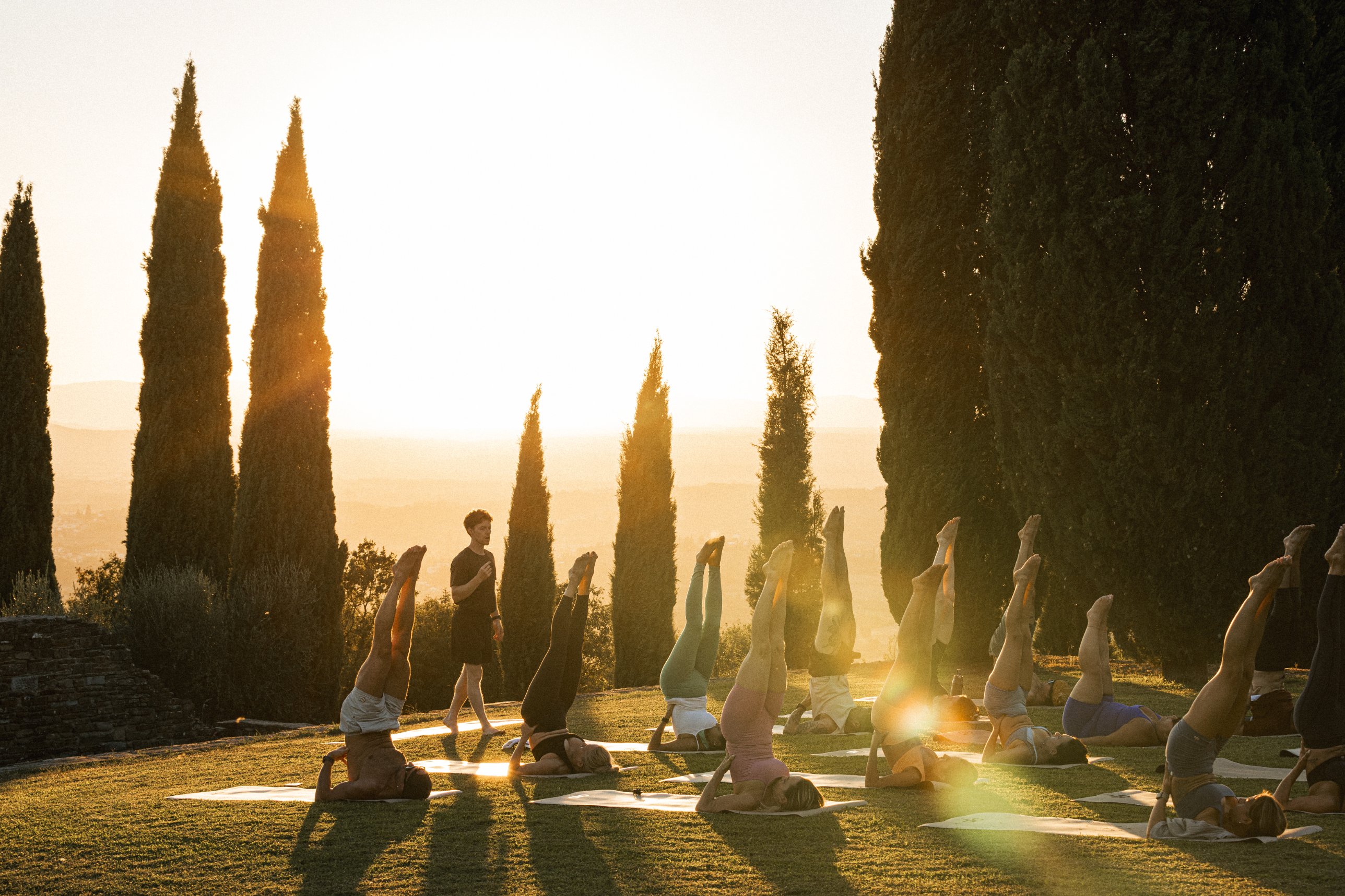 Practising together at sunset